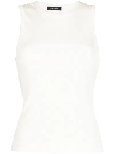 Goldsign White Sleeveless Ribbed-knit Top