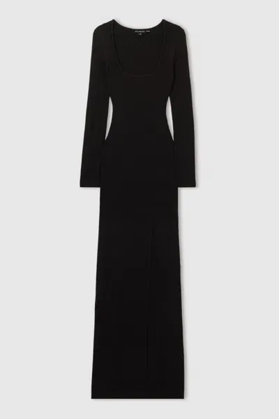 Good American Black Ribbed Midi Dress