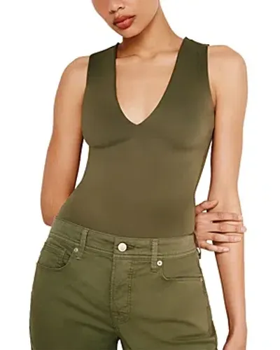 Good American Deep V Neck Bodysuit In Fatigue