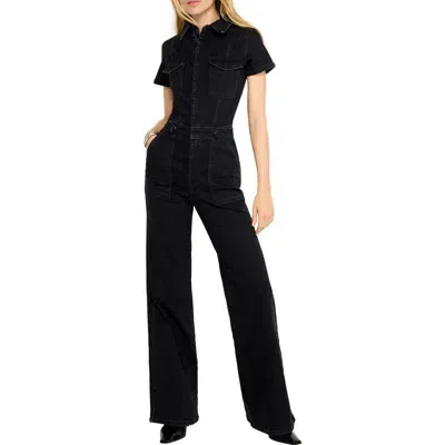 Good American Fit For Success Denim Jumpsuit In Black367