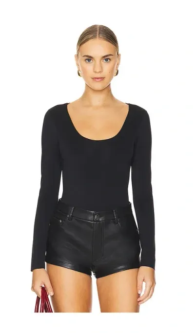 Good American Scuba Scoop Bodysuit In Black