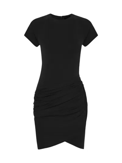 Good American Women's Sandwashed Jersey Wrap T-shirt Minidress In Black