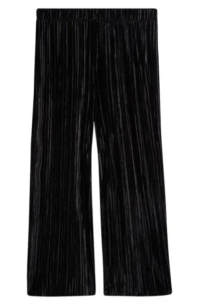 Good Luck Girl Kids' Crinkle Velvet Wide Leg Pants In Black