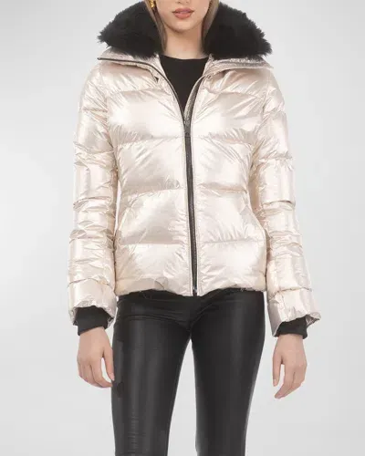 Gorski Apres-ski Jacket With Detachable Toscana Lamb Shearling Collar In Gold/black