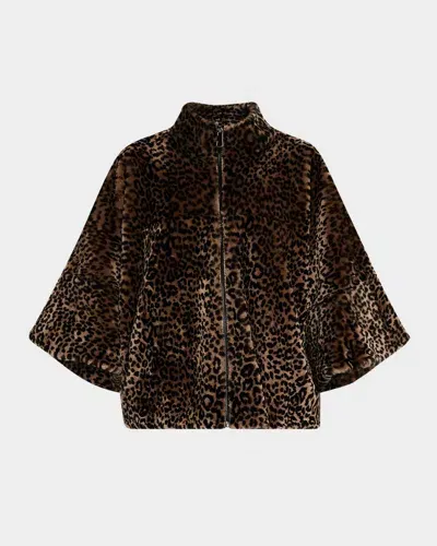 Gorski Leopard-print Shearling Lamb Zip Jacket With Cropped Sleeves In Lprd Print