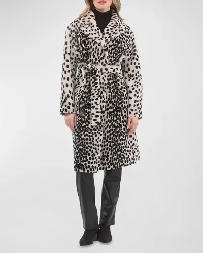 Gorski Reversible Lamb Shearling Belted Short Coat In Beige/spotted Gold