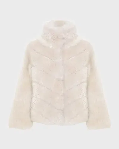 Gorski Reversible Merinillo Lamb Shearling Chevron Jacket With Horizontal Bottom In Cream