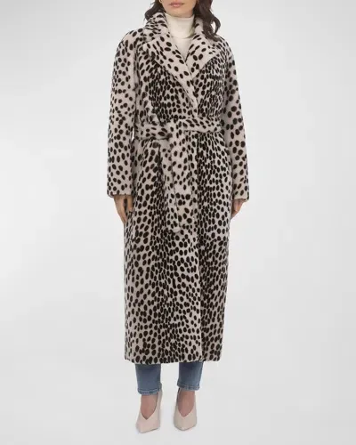 Gorski Reversible Spotted Select Shearling Lamb Belted Coat In Beige/spotted Gold