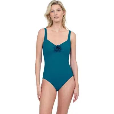 Gottex Rose Bud Sweetheart One Piece Swimsuit In Teal