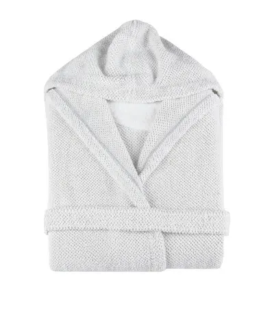 Graccioza Kids' Cotton-linen Waffle Hooded Bathrobe In Gray