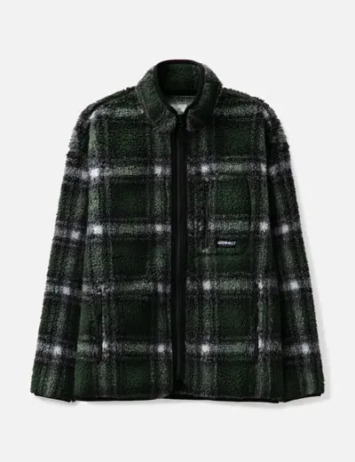 Gramicci Shadow Plaid Sherpa Jacket In Green