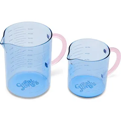 Great Jones Set Of 2 Glass Measuring Cups In Blueberry/taffy