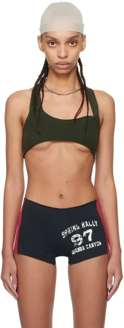 Greg Ross Khaki Racer Back Bra In Army Green