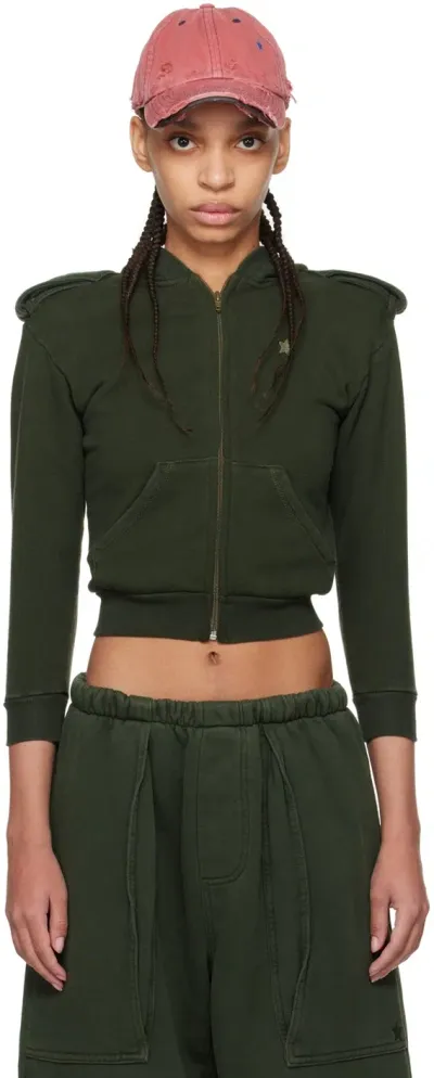 Greg Ross Khaki Shrunken Military Hoodie In Army Green