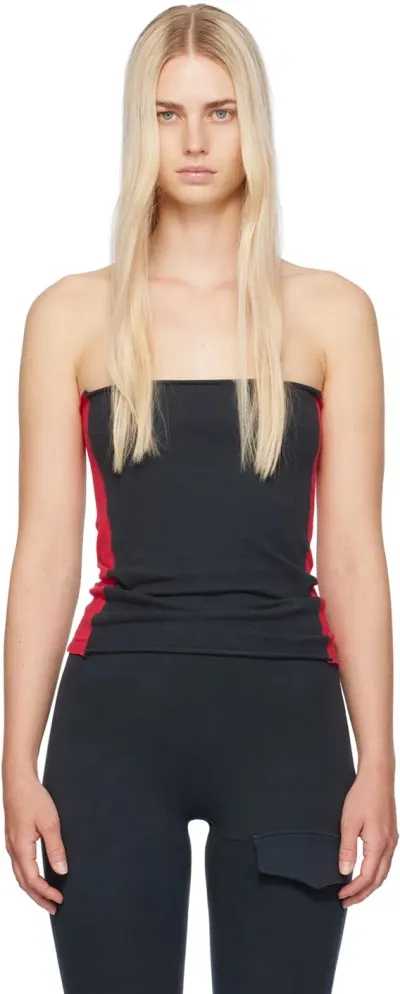 Greg Ross Ssense Exclusive Black & Red Tube Top In Black/red Stripe