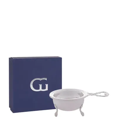 Greggio Georgian Silver Plated Tea Strainer With Drip Bowl In Metallic