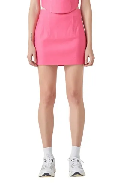 Grey Lab Textured Miniskirt In Pink