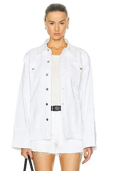 Grlfrnd Jessie Body Drill Shirt Jacket In White Rip