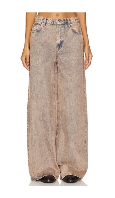 Grlfrnd Luna Mid Rise Baggy Wide Leg In Calico