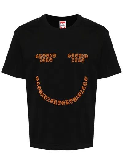 Ground Zero Smile Logo-print Cotton T-shirt In Black