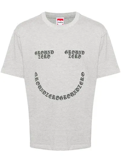 Ground Zero Smile Logo-print Cotton T-shirt In Grey