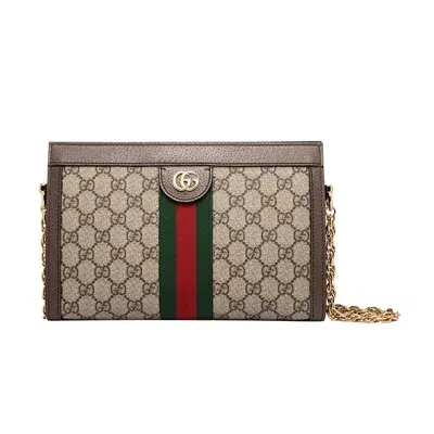 Gucci Small Ophidia Shoulder Bag In Brown