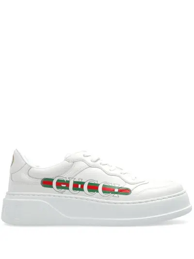 Gucci Chunky B Faux Leather Sneakers In White