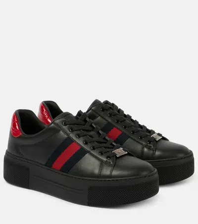 Gucci Ace Leather Sneakers In Black