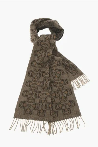 Gucci All-over Logo Cashmere Scarf In Brown