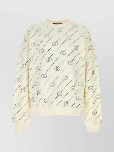 Gucci All-over Print Crew Neck Sweatshirt In White