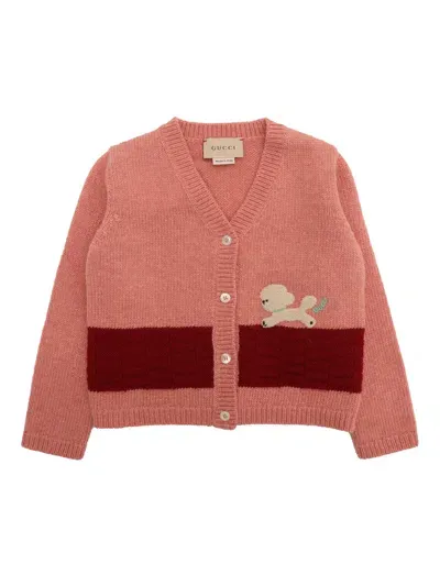 Gucci B L/s Cardigan Wo Plain St W/l In Pink