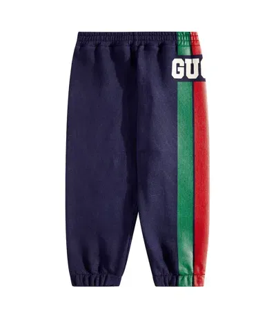 Gucci Baby Cotton Jersey Sweatpants In Blau