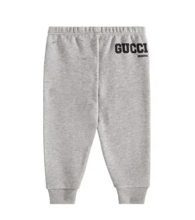 Gucci Baby Logo Cotton Jersey Sweatpants In Grey