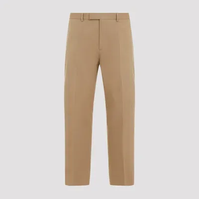 Gucci Beige Cotton Pants With Bands In Blue