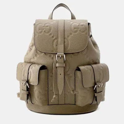 Pre-owned Gucci Beige Jumbo Gg Leather Backpack