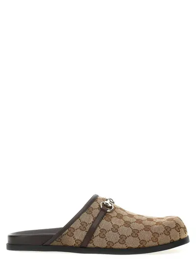 Gucci Beige Logo Slip On Sandals