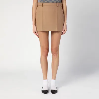 Gucci Beige Wool And Cashmere Mini Skirt In Neutral