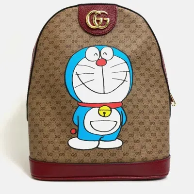 Pre-owned Gucci Beige X Red Gg Supreme Backpack