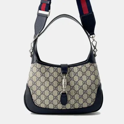 Pre-owned Gucci Beige/black Gg Canvas Small Jackie 1961 Shoulder Bag