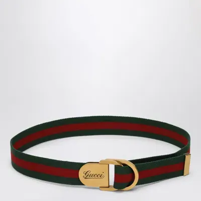 Gucci Belt With Web Motif And Logo Buckle In Black