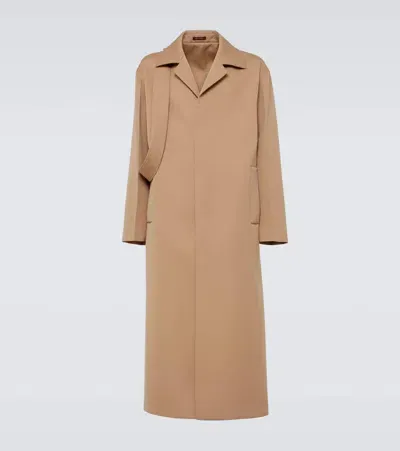 Gucci Belted Wool Coat In Beige