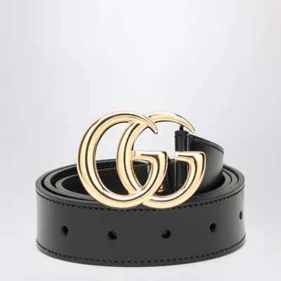 Gucci Black Belt With Double Gg Buckle