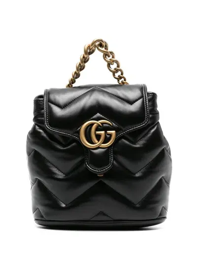 Gucci Leather Marmont Backpack In Black