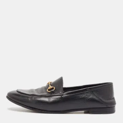 Pre-owned Gucci Black Leather Jordaan Loafers Size 38.5