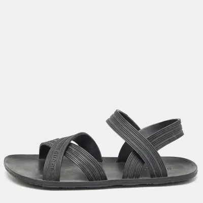 Pre-owned Gucci Black Rubber Elastic Crisscross Sandals Size 40