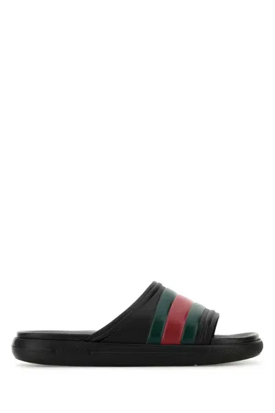 Gucci Ace Rubber Slides In Black