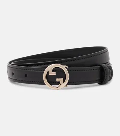 Gucci Blondie Interlocking G Leather Belt In Black