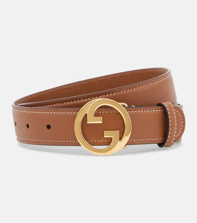 Gucci Blondie Leather Belt In Brown