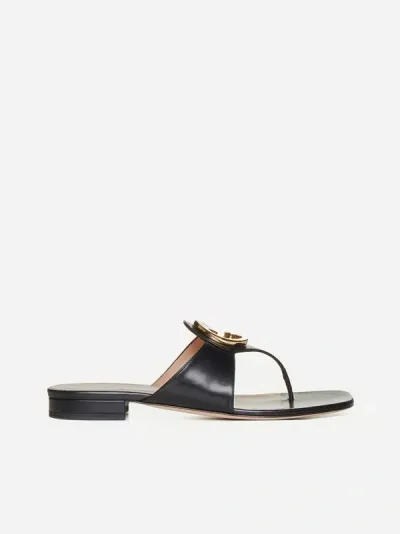 Gucci Round Interlocking G Thong Sandal In Nero