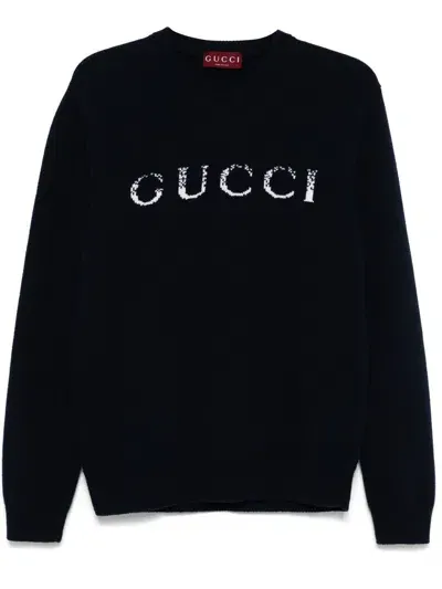 Gucci Logo Intarsia Crewneck Knit Sweater In Multicolor